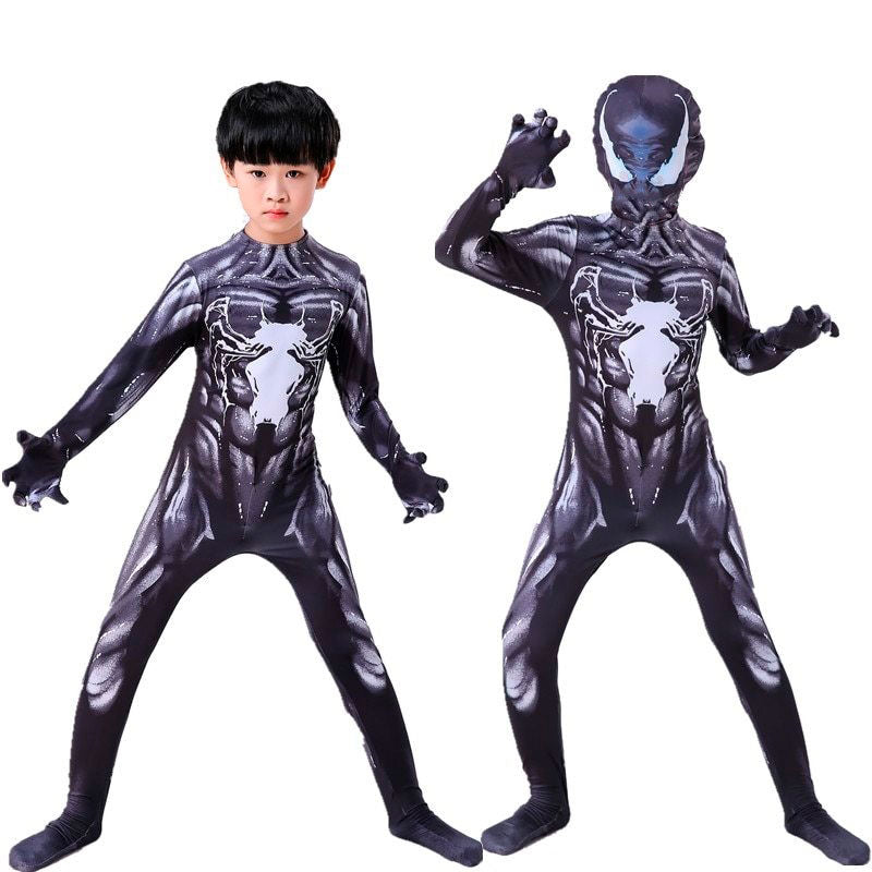 Fantasia Infantil Venom Homem Aranha Cosplay Crianças Heróis Luxo